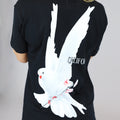 Zwart Oversized T-Shirt met Duif Print