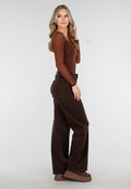 Bruine Mesh Top met Lange Mouwen en Hartvormige Halslijn