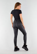 Zwarte String Body met Korte Mouwen en Ronde Hals