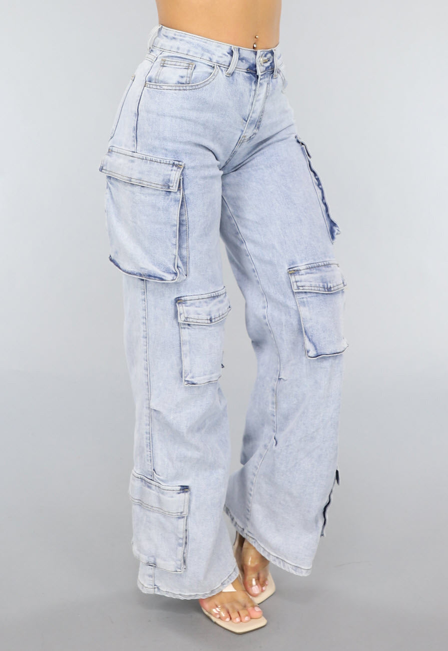 Redial Jeans  Blauwe Wide Leg Carpenter Broek
