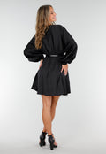 Zwarte Satijnen Longsleeve Skater Jurk