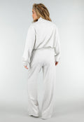 Grijze Wide Leg Joggingbroek met Elastische Taille en Stretch