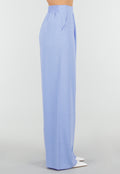 Lavendel Wide Leg Broek met Elastische Taille en Plooien