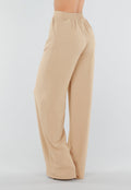 High Waist Beige Linnen Look Tall Broek met Tailleband