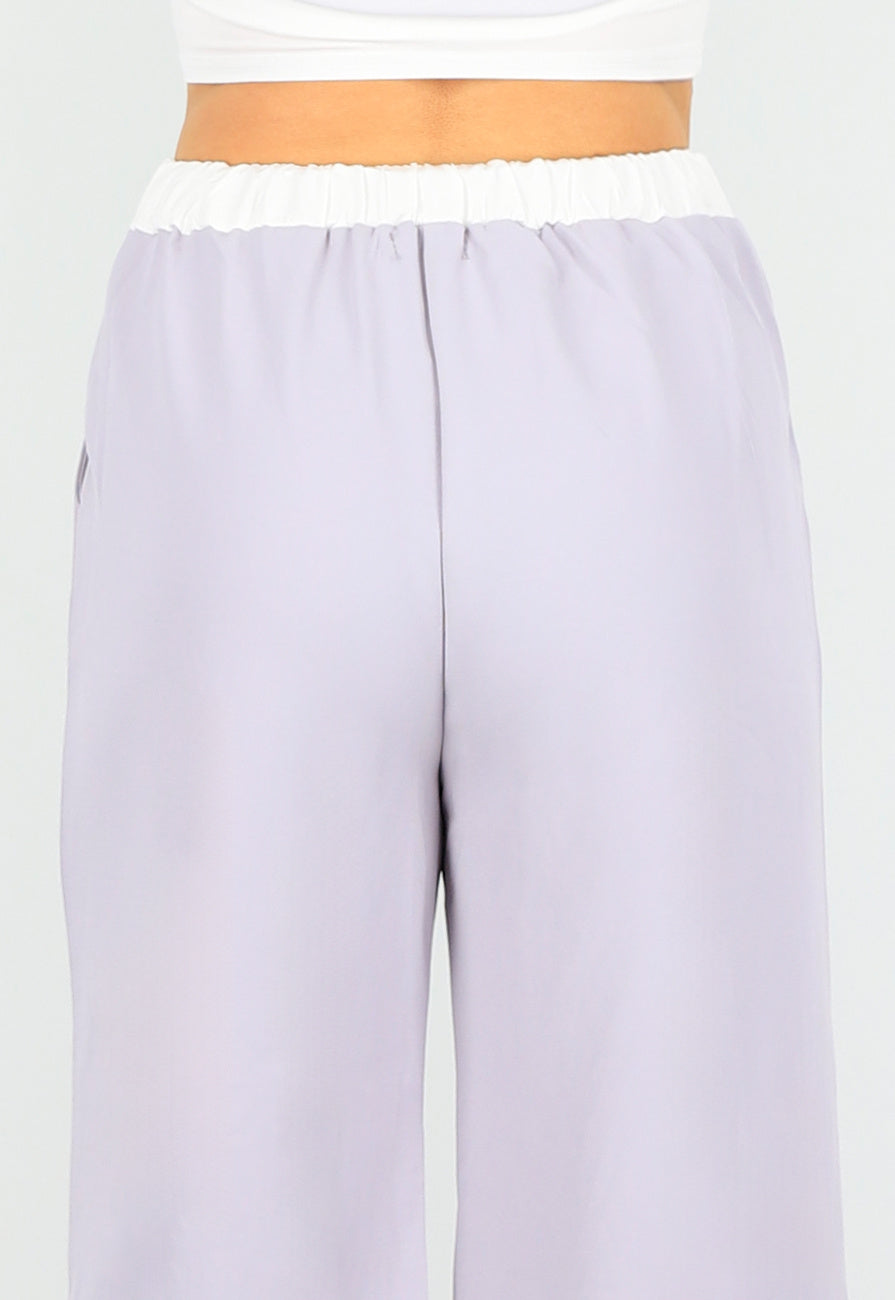 Tweedelige Paarse Set met Jasje en High Waist Broek