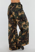 Wide Leg Broek met Camouflageprint en Elastische Taille