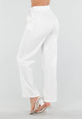 Witte Pantalon met Goudkleurige Gesp