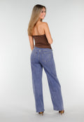 Bruine Strapless Suede Top met Stretch en Plooien