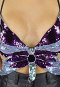 Paarse Glitter Vlinder Top