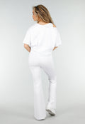 Witte Joggingbroek met Flared Pijpen en Elastische Taille