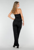 Zwarte Straight Leg Super Stretch Pantalon met Glitters