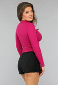 Fuchsia Top met Lange Mouwen