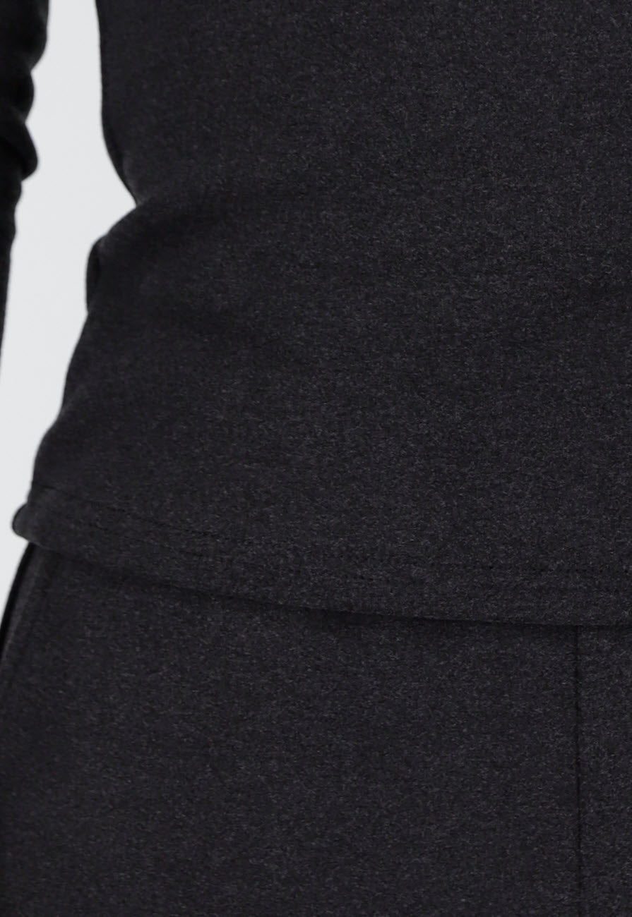 Grijze Zachte Stretch Top met Ronde Hals en Lange Mouwen