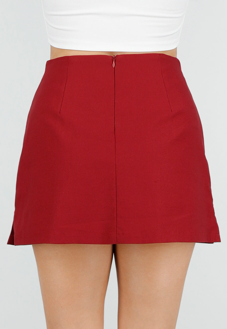 Rode Korte Skort met Stretch en Binnenbroekje