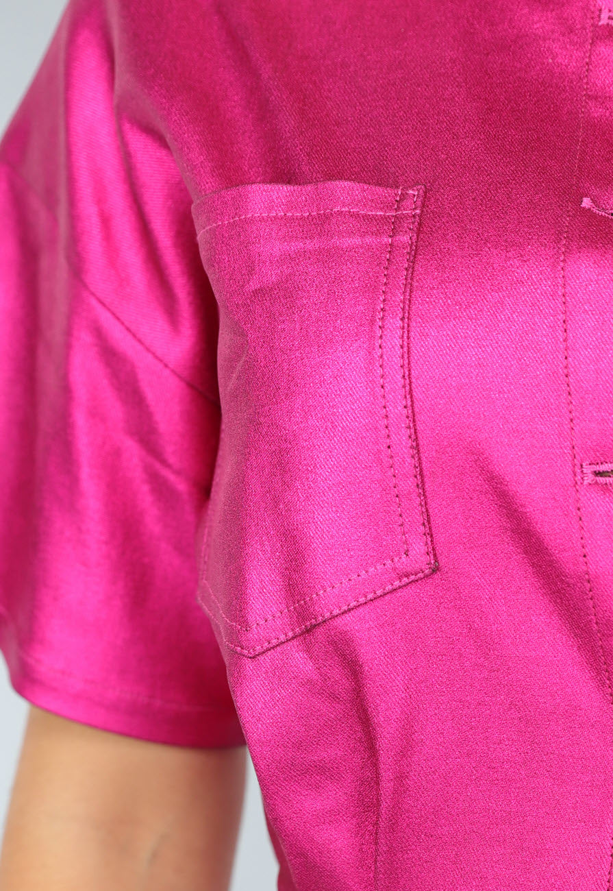 Fuchsia Metallic Playsuit met Zakken