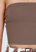 Bruine Bandeau Crop Top met Pads