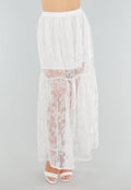 High Waist Witte Maxi Rok van Kant met Onderrok