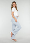 Lichtblauwe Straight Leg Jeans met High Waist
