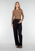 Redial Jeans  Donkerblauwe Wide Leg Jeans met Elastische Taille en Strikkoord