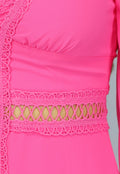 Roze Longsleeve Boho Jurk met Ruches