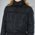 Zwarte Gewatteerde Cropped Jas