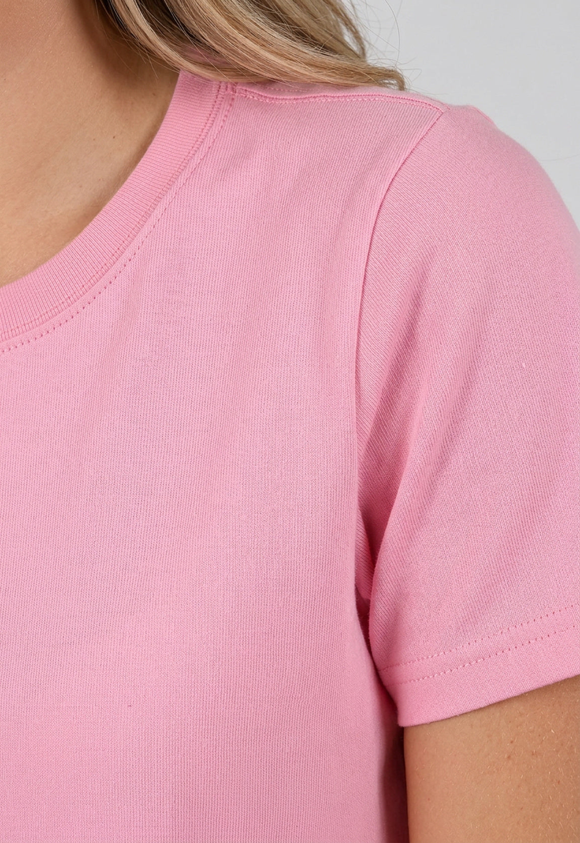 Roze Basic T-Shirt met Lichte Stretch