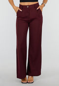 Bordeaux Wide Leg Broek met High Waist