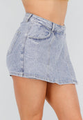 Redial Jeans  Blauwe Denim Skort met Strass, Stretch en High Waist Sluiting