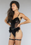Fishnet Lingerie Set met Veren