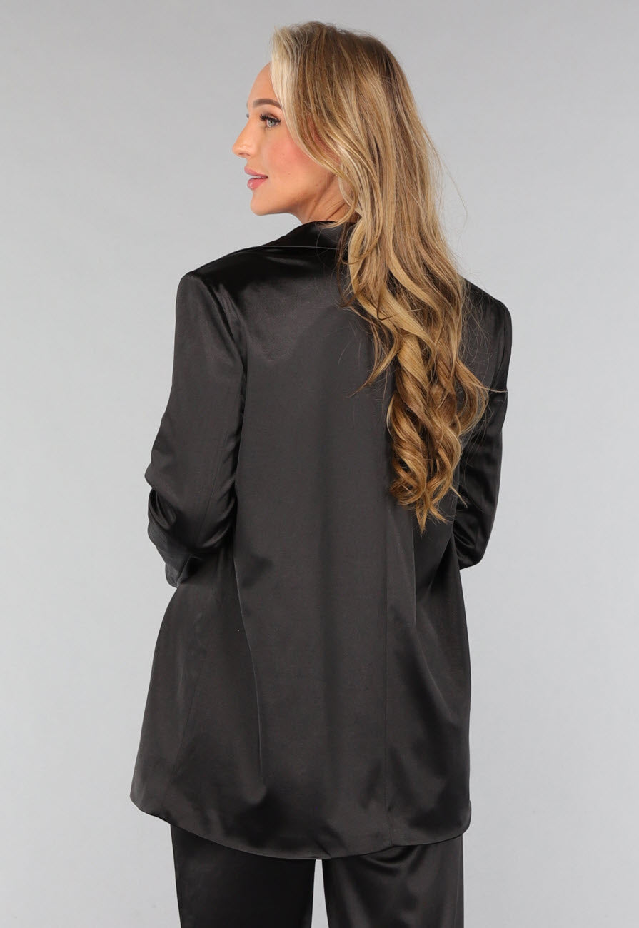 Zwarte Oversized Satin Blazer