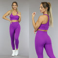 Paarse Rib Sport-bh met V-Hals