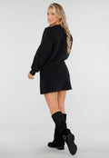 Zwarte Gebreide 2-Piece Set met Vest en Rok
