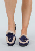 Navy Boucle Instappers met Gouden Detail