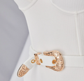 Witte Push-Up Beugel Badpak met Gouden Belt en Textuur