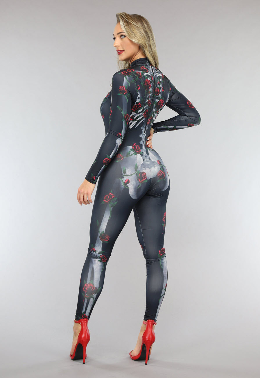 Roses Skelet Jumpsuit Kostuum