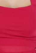Rode Padded Halter Top met Mesh Detail Ruches en Stretch