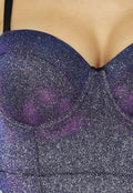 Paarse Holografische Glitter Bustier met Voorgevormde Cups