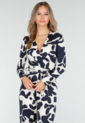 Donkerblauw-Witte Stretch Jumpsuit met Overslagtop