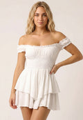 Witte Layered Polkadot Off Shoulder Playsuit