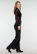 Zwarte Mesh Crop Top met Kruishals en Stretch