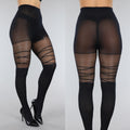 Zwarte Panty met Streepdetail