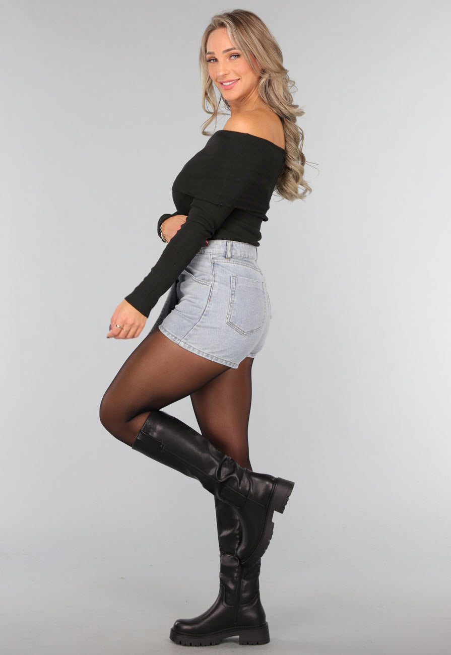 Geplooide Top met Blote Schouders
