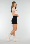 Beige Mesh Top met Ingewerkte Pads en Stretch