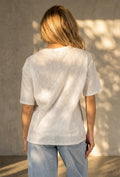 Wit Kanten T-shirt met Korte Mouwen en Ronde Hals