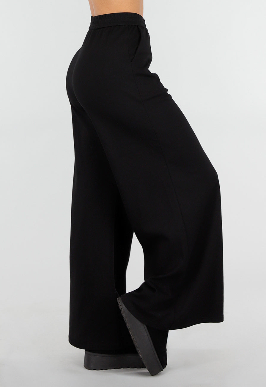 Zwarte Lounge Broek met Wijde Pijpen