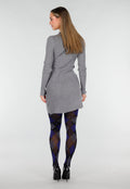 Donkerblauwe Grijze Panty met Argyle Print