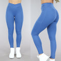 Blauwe Sportlegging met Scrunch en Zakken