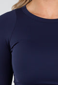 Donkerblauwe Crop Top met Pads en Open Rug
