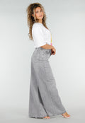 Grijze Extra Wide Leg Jeans met Hoge Taille en Rechte Pijpen