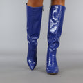 Donkerblauwe Croco Laars met Spitse Neus